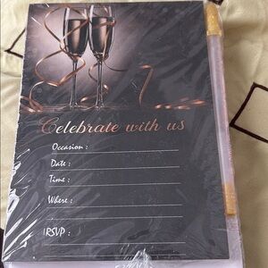 Celebrate With Us 25 pack Invitation Cards w/ metallic pen & envelopes